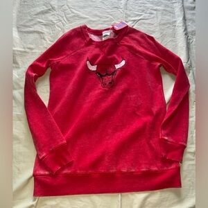 NBA Chicago Bulls Sweatshirt Women’s Heather Red Cotton Poly #1600